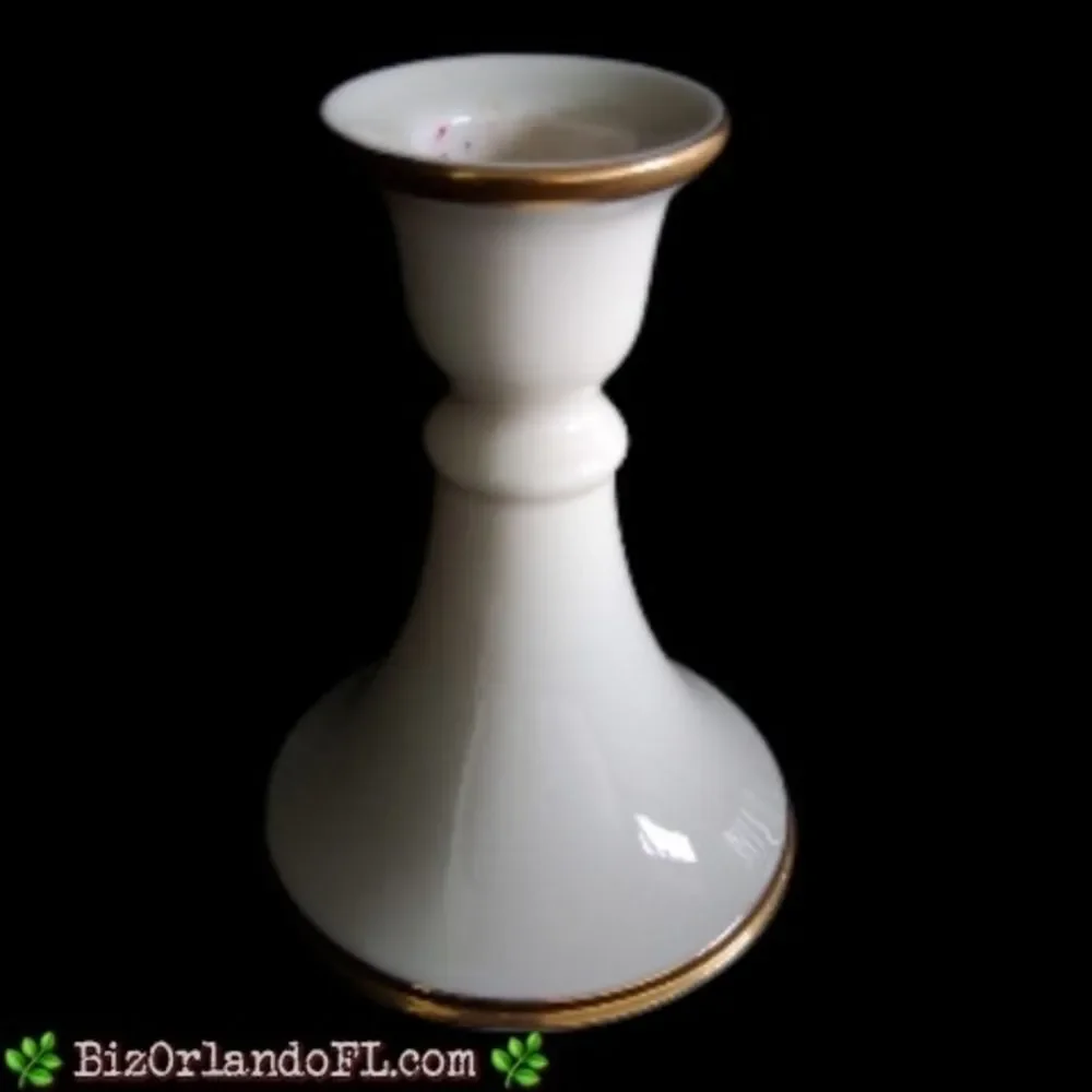 VINTAGE: Lenox Carlton Candlestick Cream Porcelain / 24K Gold Trim Home Decor